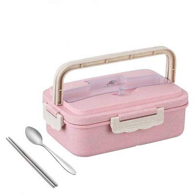 Foshuo Lunch Boxportable S Bento Lunch Box Set Contenedor de Almacenamiento de Alimentos para Estudiantes,Compartimento Sellado Bento Box y Cubiertos Set Loncheras Vajilla