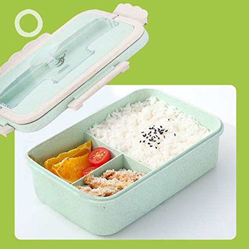 Foshuo Lunch Boxportable S Bento Lunch Box Set Contenedor de Almacenamiento de Alimentos para Estudiantes,Compartimento Sellado Bento Box y Cubiertos Set Loncheras Vajilla