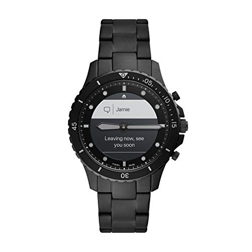 Fossil FB-01 HR- Smartwatch híbrido Dial Negro con Correa de Acero Inoxidable en Tono Negro para Hombre - FTW7017