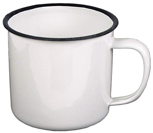 Fox Outdoor - Taza (esmaltada, 0,3 l, 8 cm de diámetro), color blanco y azul