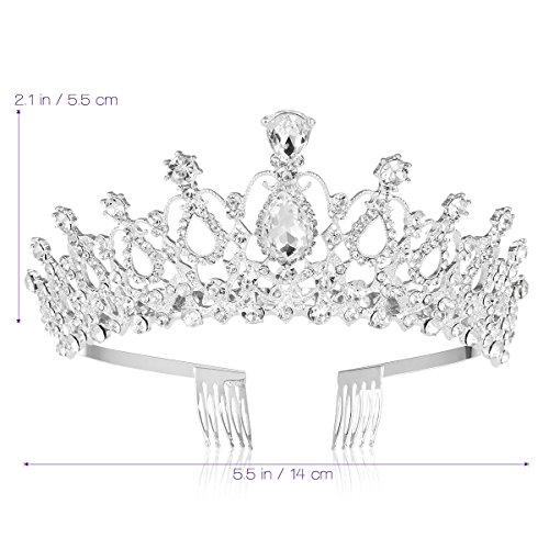 Frcolor FRCOLOR Tiara nupcial Crystal Rhinestones Tiara Crown con peine para boda nupcial