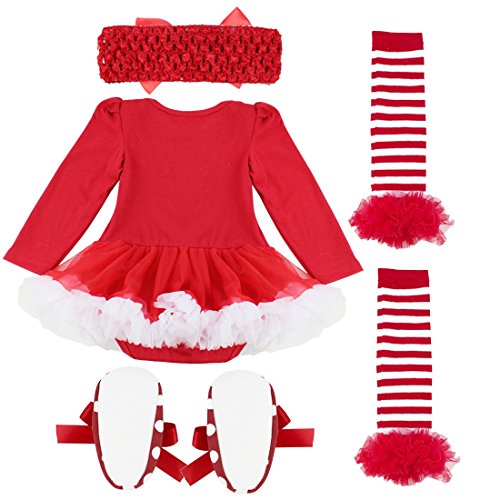 Freebily Conjunto de Navidad para Bebé Niña Recién Nacido Vestido de Princesa Infantil Estilo de Pelele Fiesta Invierno Otoño Reno 3-6 Meses