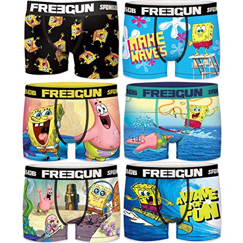 FREEGUN 6/8 Pack Bob Esponja Talla 6/8, Surtido 3pcs Infantil T1025-1, 6-8 para Niños