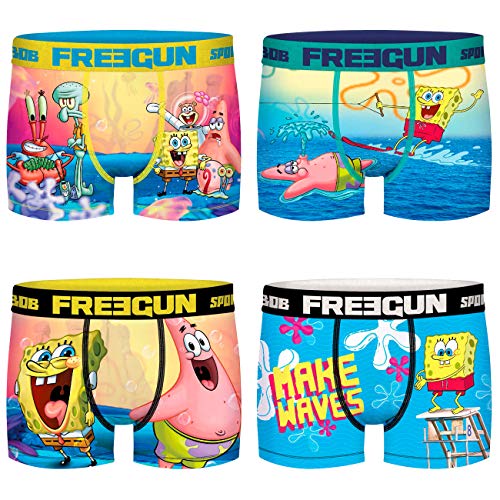 Freegun Spongebob - Calzoncillos tipo bóxer para niño, diseño de Bob Esponja Patrick Thaddäus Varios diseños. 10-12 Años