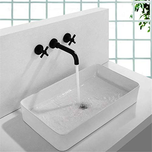 Fregadero de la pared inodoro impermeable de latón baño grifo lavabo grifo cuarto de baño un agua dos asas
