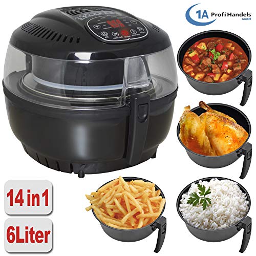 FREIDORA DE AIRE CALIENTE - HORNO DE AIRE CALIENTE - FRITTEUSE DE AIRE CALIENTE - FREIDORA SIN GRASAS - FREIDORA SIN ACEITE FREIDORA SALUDABLE ECO AIR-PROFI SOUP DC-1400W (negra)