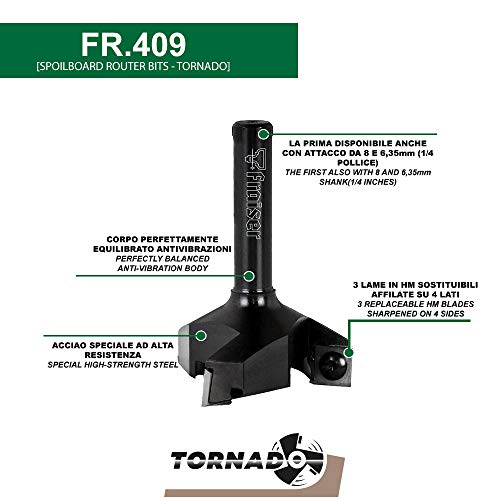 Fresas para Nivelar Madera 8mm CNC & Manual | TORNADO | Fraiser