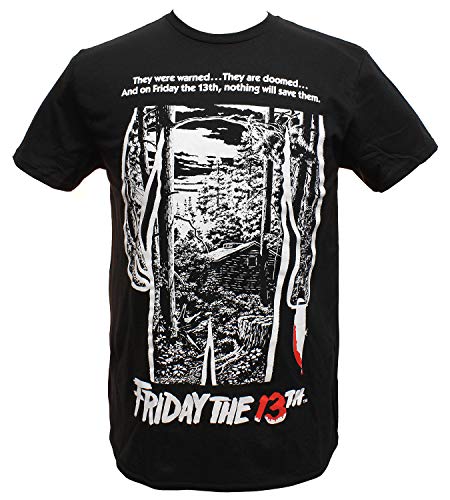 Friday The 13th Shirt Men's Movie Poster Graphics Black T-shirt Tee - Negro - Small