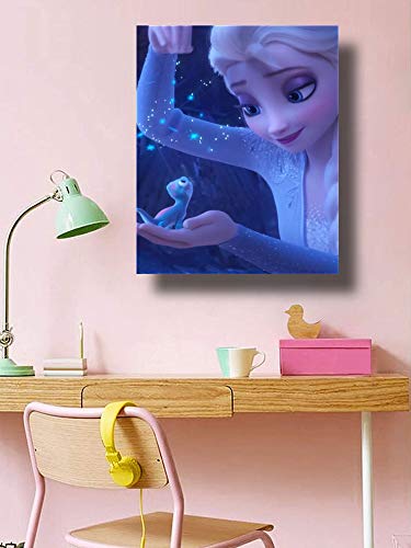 Frozen 2 Elsa y Salamandra Arte de pared moderno 3D Sala de estar, gimnasio, hotel, pasillo, restaurante Decoración de arte 30,5 x 40,6 cm