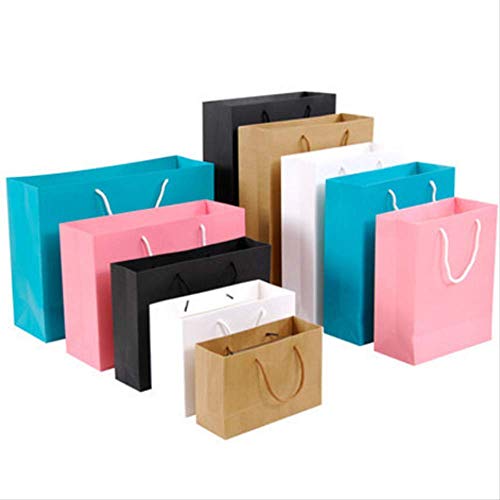 FSYX Bolsa de regalo 10 Bolsa de papel de regalo Ropa de regalo Bolsa de compras Papel Kraft Color sólido Negro Blanco Rosa Bolsa de regalo 13x19x6cm H negro