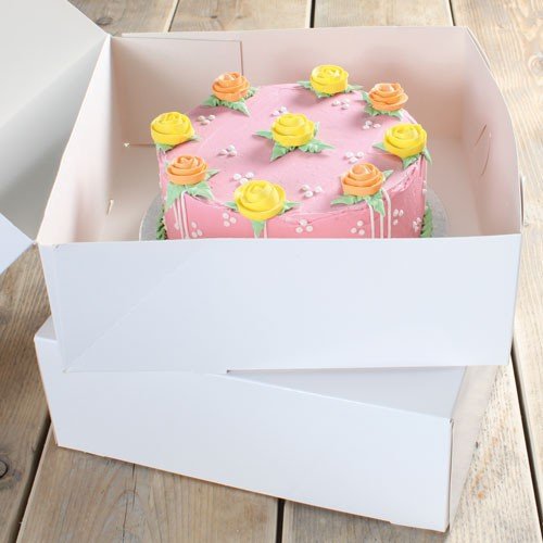 FunCakes Blanco-Caja para Tartas, 5 cm, 2 Unidades, 32 x 32 x 11, 5 cm