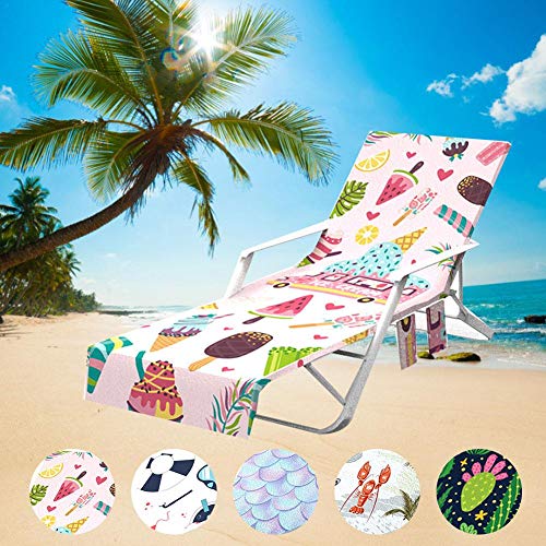 Fundas para sillas de playa, cubierta de tumbona para piscina de microfibra para silla de jardín para jardín Sunbathing Hotel Resort, cubierta de toalla con bolsillo, sillón de secado rápido