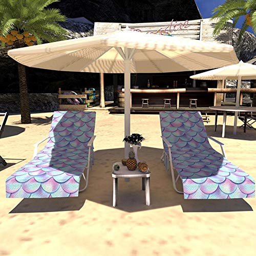 Fundas para sillas de playa, cubierta de tumbona para piscina de microfibra para silla de jardín para jardín Sunbathing Hotel Resort, cubierta de toalla con bolsillo, sillón de secado rápido