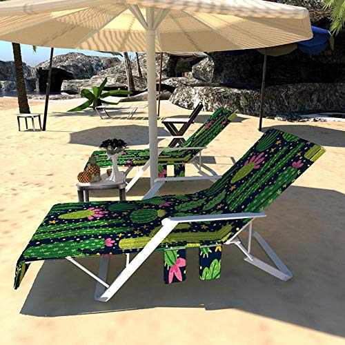 Fundas para sillas de playa, cubierta de tumbona para piscina de microfibra para silla de jardín para jardín Sunbathing Hotel Resort, cubierta de toalla con bolsillo, sillón de secado rápido