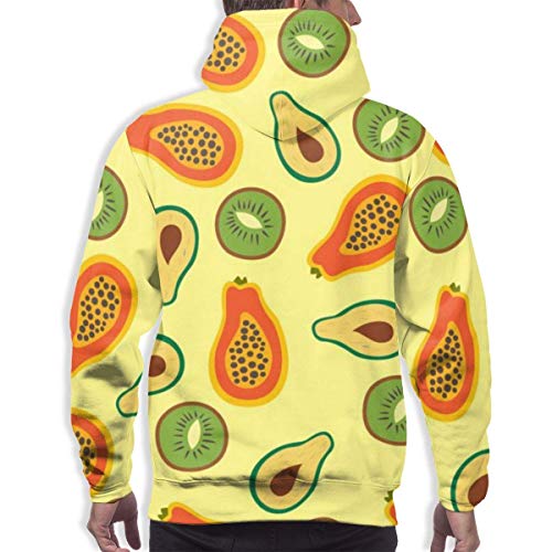 Funny Z Sudadera con Capucha para Hombre, Kiwi, Papaya, Aguacate, Estampado de Frutas, Sudadera con Capucha, Informal, para Hombre, con Capucha, Superior Informal, XXL