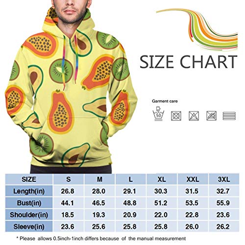 Funny Z Sudadera con Capucha para Hombre, Kiwi, Papaya, Aguacate, Estampado de Frutas, Sudadera con Capucha, Informal, para Hombre, con Capucha, Superior Informal, XXL