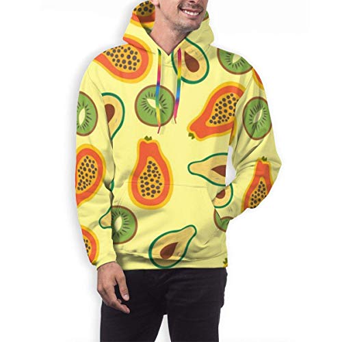 Funny Z Sudadera con Capucha para Hombre, Kiwi, Papaya, Aguacate, Estampado de Frutas, Sudadera con Capucha, Informal, para Hombre, con Capucha, Superior Informal, XXL