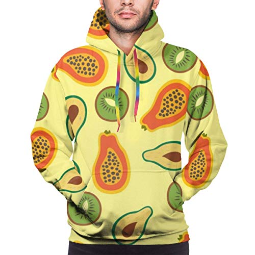 Funny Z Sudadera con Capucha para Hombre, Kiwi, Papaya, Aguacate, Estampado de Frutas, Sudadera con Capucha, Informal, para Hombre, con Capucha, Superior Informal, XXL