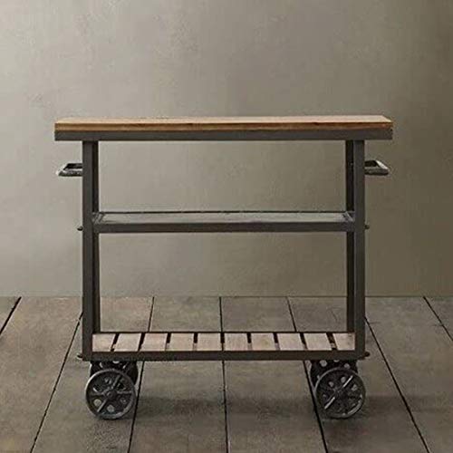 Furvokia Carrito de madera de metal para interior o exterior con ruedas, cocina, bar, comedor, té, vino, mueble para servir