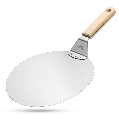 G.a HOMEFAVOR Pala para Pizzas Paleta de Acero Inoxidable con Mango de Madera para Sujetar Pizzas y Tortas