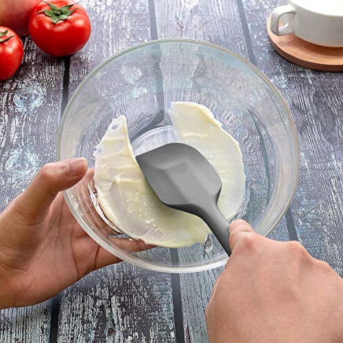 G.a HOMEFAVOR Set de 6 Utensilios de Cocina de Silicona, Espátulas de Silicona Incluye Hilvanado Cepillo, Espátula,Cuchara, Antiadherente, Resistente al Calor, Utensilios para Cocina y Horneado Gris