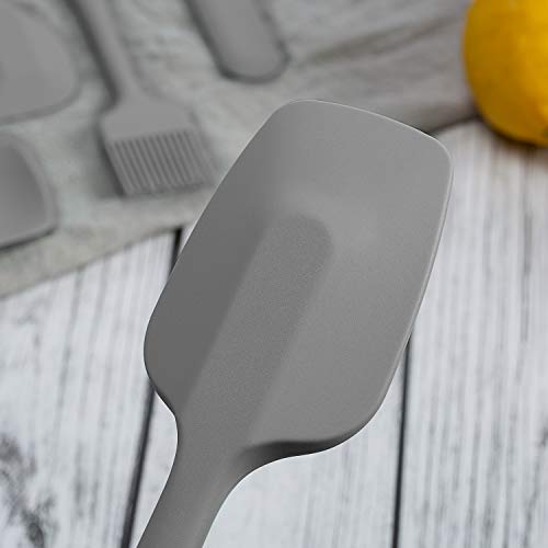 G.a HOMEFAVOR Set de 6 Utensilios de Cocina de Silicona, Espátulas de Silicona Incluye Hilvanado Cepillo, Espátula,Cuchara, Antiadherente, Resistente al Calor, Utensilios para Cocina y Horneado Gris