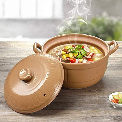 GAOFQ Cazuela de Terracota para estofado Cacerola Redonda con Tapa, ya Sea para Uso doméstico o en un Entorno Profesional, es Adecuada para Ambos, 3L