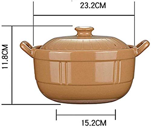 GAOFQ Cazuela de Terracota para estofado Cacerola Redonda con Tapa, ya Sea para Uso doméstico o en un Entorno Profesional, es Adecuada para Ambos, 3L