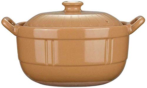 GAOFQ Cazuela de Terracota para estofado Cacerola Redonda con Tapa, ya Sea para Uso doméstico o en un Entorno Profesional, es Adecuada para Ambos, 3L