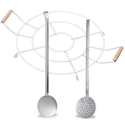 Garcima-FCDB-Kabra Kit de Accesorios para Paella Espumadera + Paleta Larga + Porta-paellas de 40 cm