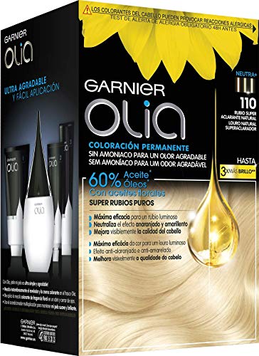 Garnier Olia - Coloración Permanente sin Amoniaco, con Aceites Florales de Origen Natural - Tono 110 Rubio Super Aclarante Natural