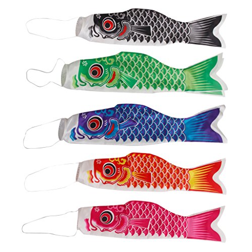 Gazechimp 5 Piezas Pescados Koinobori Calcetín de Viento Carpa Nobori Koi Decoración Colgante Bandera de Cometa