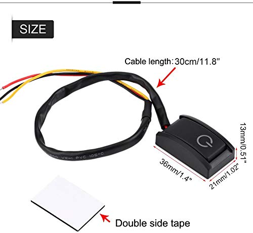 Gebildet DC 12V 200mA Interruptor de Tipo de Pasta de Encendido/Apagado,Interruptor de Coche DIY con Adhesivo de Doble Cara