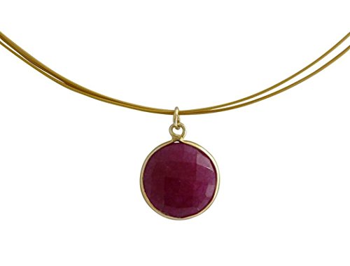 Gemshine - Collar con colgante de rubí natural en oro de 18kt, color de la gema rojo