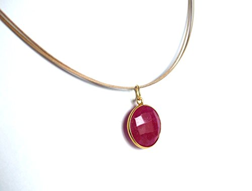 Gemshine - Collar con colgante de rubí natural en oro de 18kt, color de la gema rojo