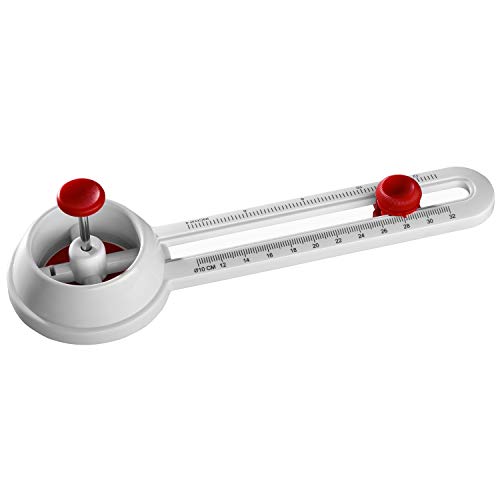 GENIE CC 140 - Cortador de círculos (de 10 a 32 cm de diámetro, cuchilla ajustable), color blanco y rojo