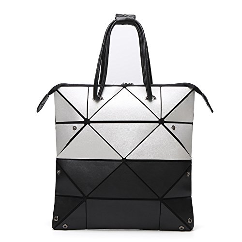 Geometría enrejado de diamantes en paneles japoneses plegables bolsos de hombro mujeres famosas marcas Messenger Crossbody Black and white 20cm*Max Length*30cm