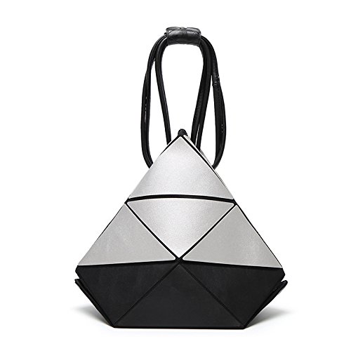 Geometría enrejado de diamantes en paneles japoneses plegables bolsos de hombro mujeres famosas marcas Messenger Crossbody Black and white 20cm*Max Length*30cm