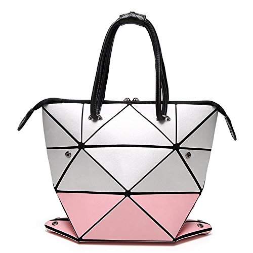 Geometría enrejado de diamantes en paneles japoneses plegables bolsos de hombro mujeres famosas marcas Messenger Crossbody Black and white 20cm*Max Length*30cm