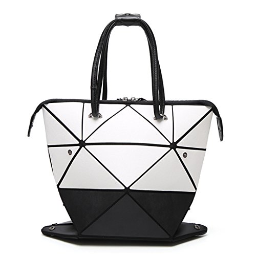 Geometría enrejado de diamantes en paneles japoneses plegables bolsos de hombro mujeres famosas marcas Messenger Crossbody Black and white 20cm*Max Length*30cm