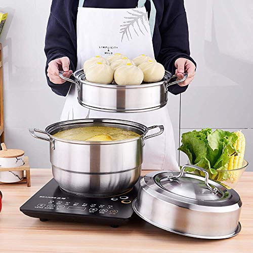 GH-YS Sartenes de Vapor, vaporizador de Alimentos de Alta Capacidad de Acero Inoxidable Chino Grueso de 3 Capas, vaporizadores de Cocina domésticos para cocinar con tapa-28cm