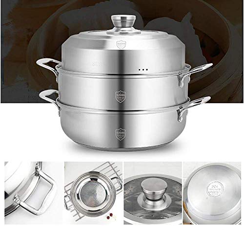 GH-YS Vaporizador Profesional de Acero Inoxidable, vaporizador de Alimentos Espesado de Acero Inoxidable 304, sartén Antiadherente para el hogar Universal-Steamer 28cm-2Tier