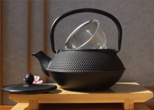 Gifts Of The Orient GOTO® - Tazas, Estrella Trivet 125 Y Litros De Caldera 0.6 De Hierro Fundido Negro Clavo Té Pote Tetsubin Japonés Estilo