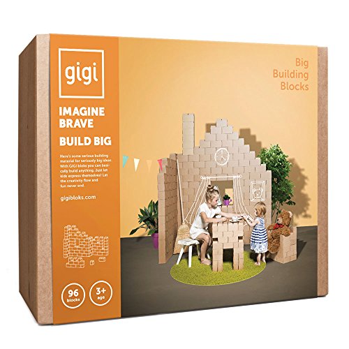 GIGI Bloks Bloques de Construcción Gigantes de Cartón Para Niños, Set de Bloques Infantiles de 96 Piezas XL Apilables, Juguetes Montessori de Ladrillos de Construcción Grandes de Tamaño Real