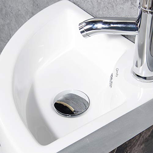 Gimify Lavabo Pequeño Pared Lavamanos Ceramica Blanco para Baño (Triangle 325 * 325 * 130mm)