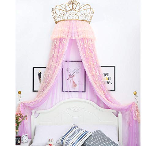 Ginsenget Cúpula Infantil con Dosel cúpula Redonda,Manto Cama Princesa Rosa,mosquitera Doble Hotel,Hilo Cama niña,decoración cabecera Cama Belleza,Cortina Cama Hilo,Suspensión Mosquitera Dosel Cama