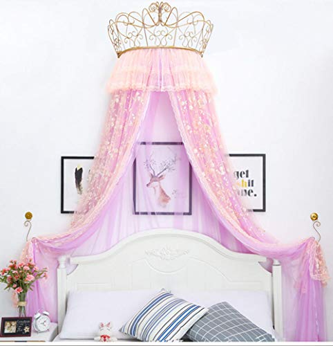 Ginsenget Cúpula Infantil con Dosel cúpula Redonda,Manto Cama Princesa Rosa,mosquitera Doble Hotel,Hilo Cama niña,decoración cabecera Cama Belleza,Cortina Cama Hilo,Suspensión Mosquitera Dosel Cama