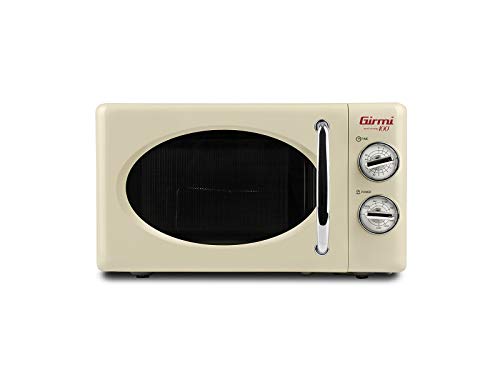 Girmi FM2105 Horno microondas combinado Vintage Design, 20 l, 700 + 800 W, crema