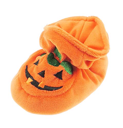 Glamour Girlz - Zapatillas para cochecito de bebé, diseño de calabaza para Halloween, color naranja (12 3-6 meses)