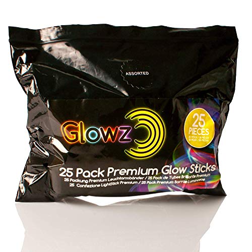 Glowz Premium Ultra Bright Jumbo Glow Sticks (Colores Mezclados) Paquete de 25